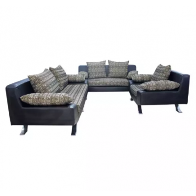 Sunrise Furniture Wooden 6-Seater Sectional Sofa With Steel Leg - Black